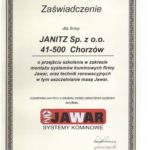certyfikat jawar dla firmy janitz
