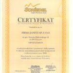 certyfikat schiedel dla firmy janitz
